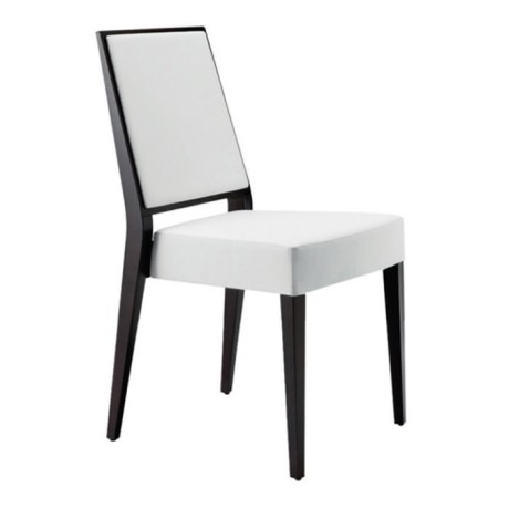 Venge Painted Restaurant Table with White Leather Upholstered