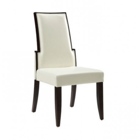 Beyaz Deri Döşemeli  Vengo Boyalı Modern Sandalye