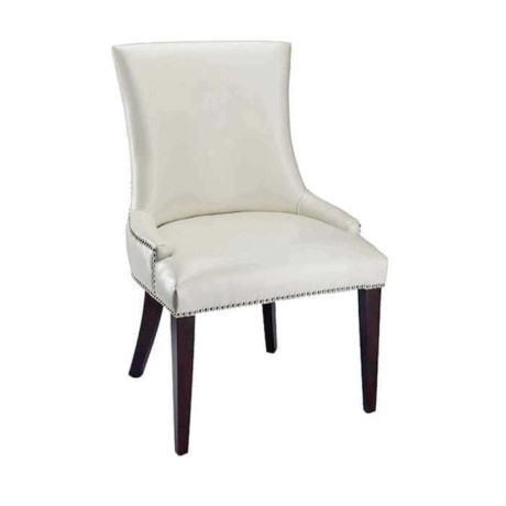 White Leather Half Armrest Black Leg Chair