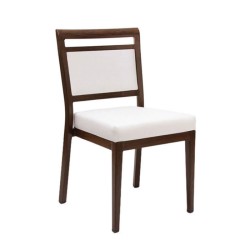 Бял тапициран дървен стол Бял тапициран дървен стол