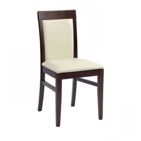Beyaz Döşemeli Koyu Ahşap Boyalı Sandalye