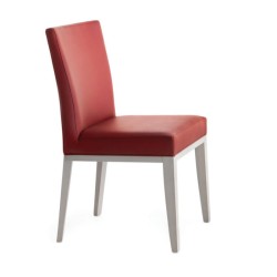 Leather Upholstered White Lake Leg Chair Leather Upholstered White Lake Leg Chair