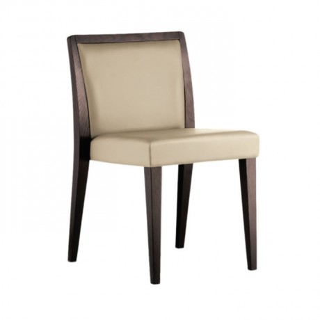 Leather Upholstered Polished Wooden Restaurant Cafe Chair