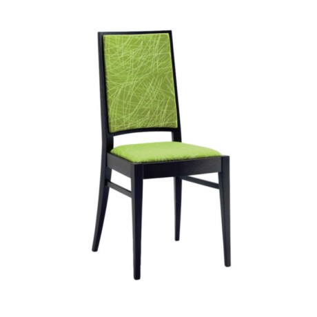 Peanut Green Patterned Fabric Upholstered Modern Black Painted Chair