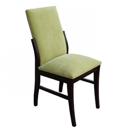 Wooden Black Kitchen Chair Upholstered in Pistachio Color Fabric