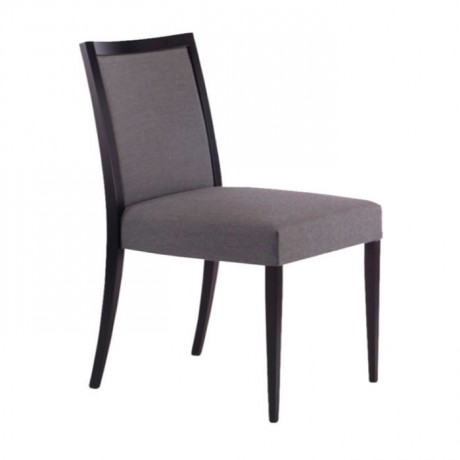 Black Painted Hotel Room Chair with Gray Fabric Upholstery-msag64