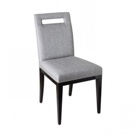Painted wenge chair with gray fabric upholstery