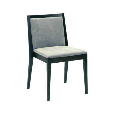 Modern Black Painted Chair with Gray Fabric