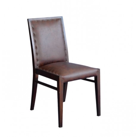 Brown Leather Upholstered Modern Chair