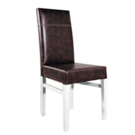 Brown Leather Upholstered Dining Room Chair