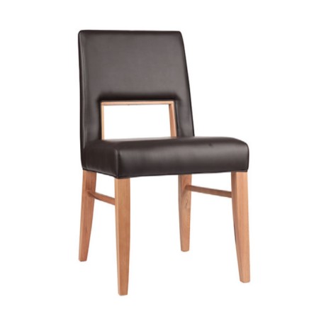 Brown Leather Natural Painted Dining Room Chair