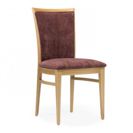 Natural Wooden Modern Dining Room Chair with Brown Fabric