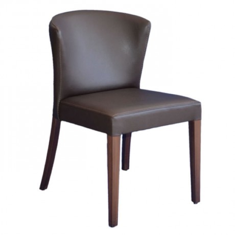 Brown Leather Upholstered Wooden Cafe Chair