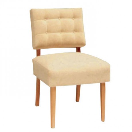 Wooden restaurant chair with beige upholstery