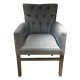 Modern Cafe Hotel Chair With Square Denim Pattern Fabric Upholstered Quilted Backrest