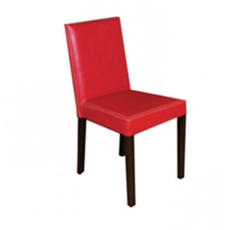 Kırmızı Deri Döşemeli Wenge Boyalı Sandalye