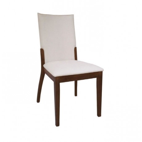 Kızıl Venge Boyalı Beyaz Döşemeli Modern Sandalye