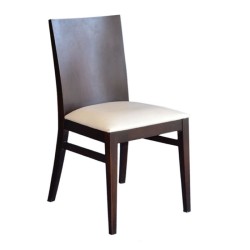Modern cafe chair with contra back and cream color upholstery  Modern cafe chair with contra back and cream color upholstery