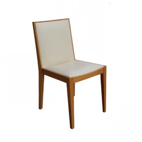 Krem Derili Meşe Boyalı Modern Sandalye