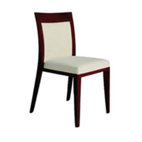 Mahogany Boyalı Beyaz Kumaş Döşemeli Modern Sandalye Mahogany Boyalı Beyaz Kumaş Döşemeli Modern Sandalye