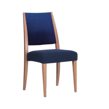 Modern Natural Chair with Blue Fabric Painted