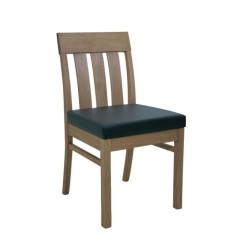 Black Leather Modern Restaurant Chair with Oak Wood Black Leather Modern Restaurant Chair with Oak Wood