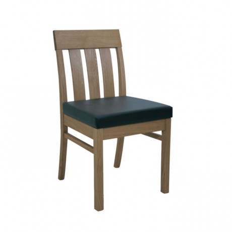 Black Leather Modern Restaurant Chair with Oak Wood