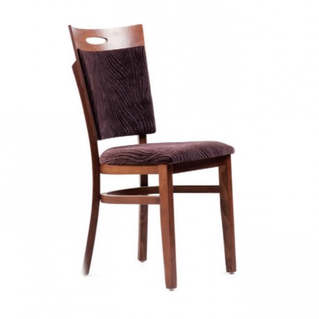 Plum Color Fabric Upholstered Wooden Modern Armchair