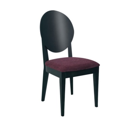 Oval Contra Back Black Painted Plum Color Fabric Modern Chair