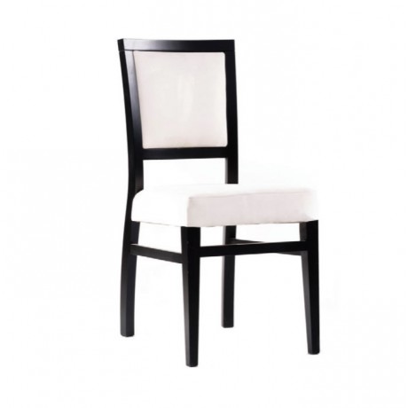 Black Painted Modern Chair with White Leather Upholstery