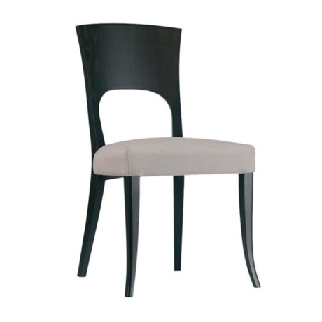 Black Painted Gray Leather Upholstered Dining Chair