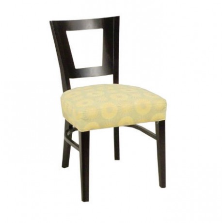 Black Painted Yellow Leather Upholstered Cafe Chair