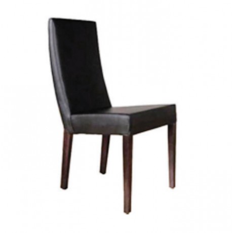 Black Leather Upholstered Wooden Kitchen Chair
