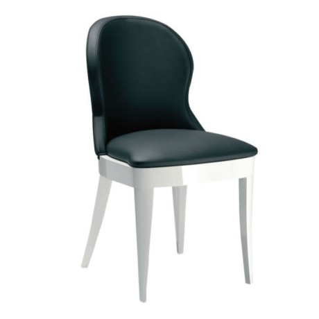 Black Leather Upholstered White Lake Painted Chair