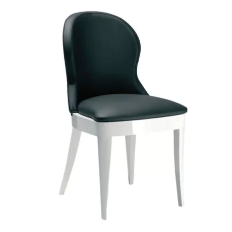 Chaise en cuir noir recouvert de laque blanche