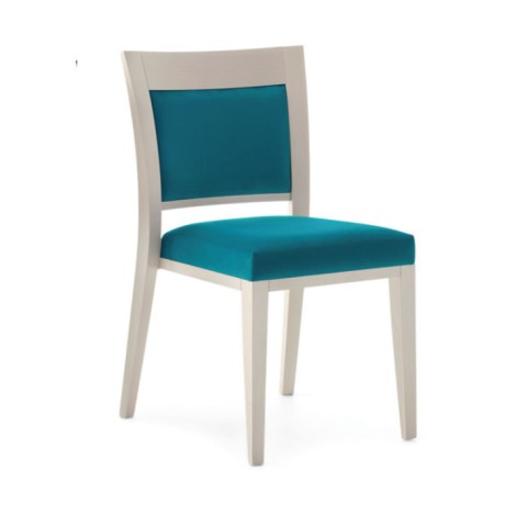 Turkuaz Kumaşlı Beyaz Lake Boyalı Modern Sandalye Turkuaz Kumaşlı Beyaz Lake Boyalı Modern Sandalye