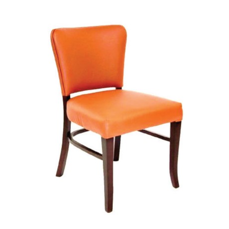 Modern Restaurant Chair with Orange Leather Upholstered