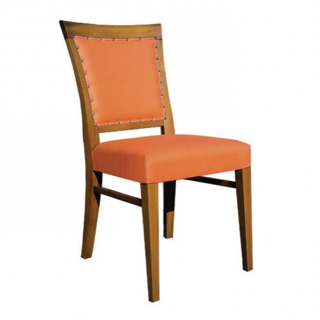 Orange Leather Upholstered Restaurant Armchair