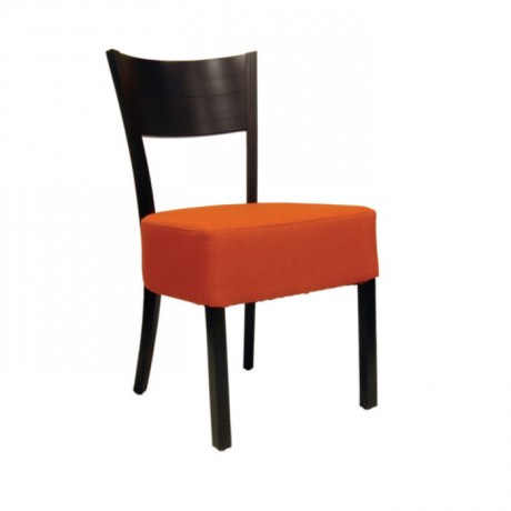 Turuncu Derili Venge Parlak Boyalı Ahşap Modern Sandalye