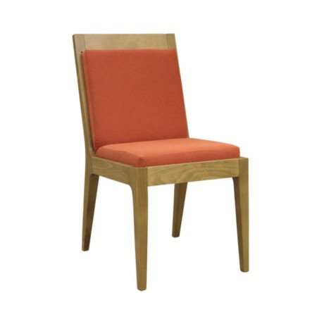 Oak Wood Table Chair with  Orange Cushion