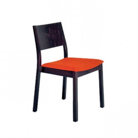 Turuncu Minderli Venge Boyalı Modern Cafe Sandalyesi