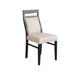 Painted wenge restaurant chair with striped fabric upholstery Painted wenge restaurant chair with striped fabric upholstery