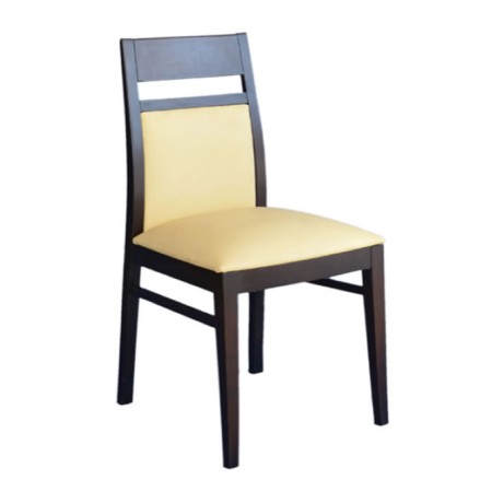 Wenge Painted Cream Leather Beech Wood Chair