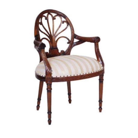 Wooden Carved Wooden Color Classic Armchair