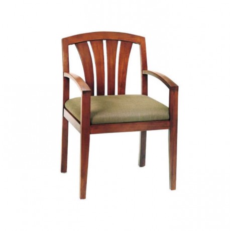 Rustic Hotel Chair with Wooden Decorative Arm