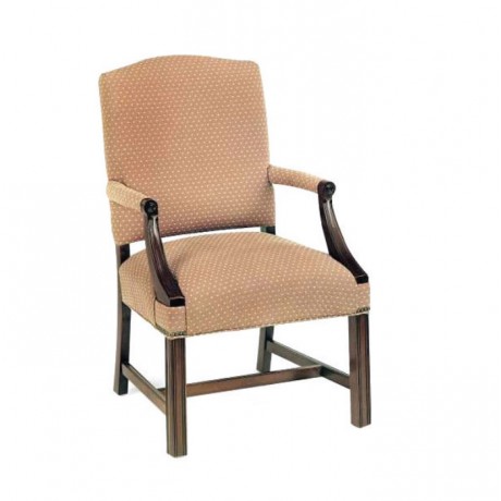 Beige Fabric Upholstered Sleeved Cafe Armchair