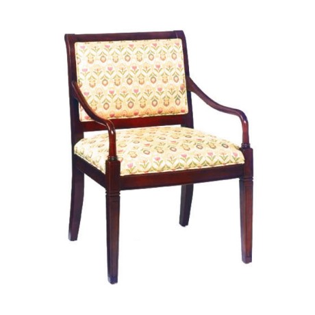 White Patterned Sleeved Restaurant Armchair