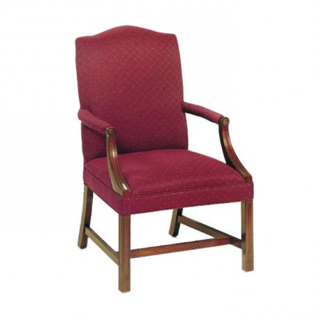 Rustic Restaurant Chair with Claret Red Arm