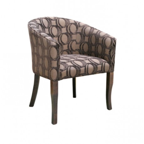 Cafe Armchair  with Patterned Gray Fabric