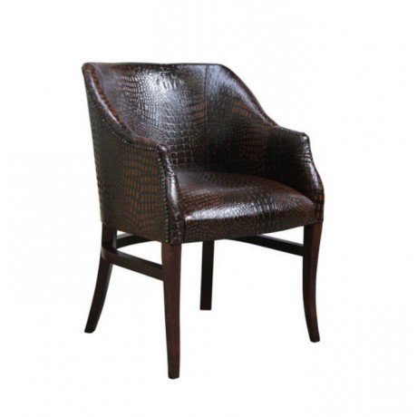 Brown Leather Upholstered Cafe Armchair